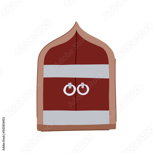 ironwork ancient medieval door cartoon vector illustration