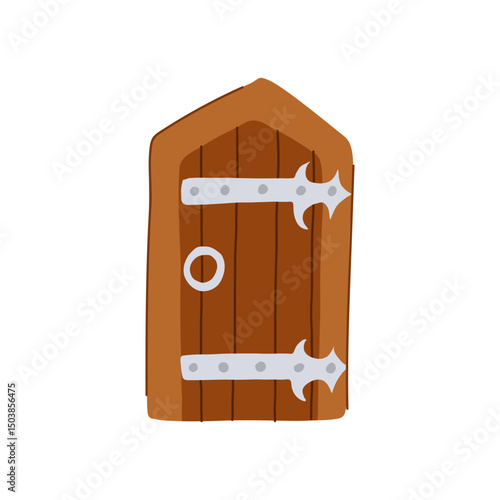 romanesque ancient medieval door cartoon vector illustration