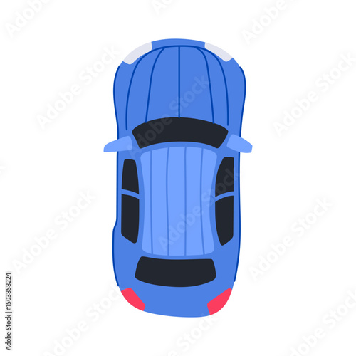 aerial car top view cartoon vector illustration