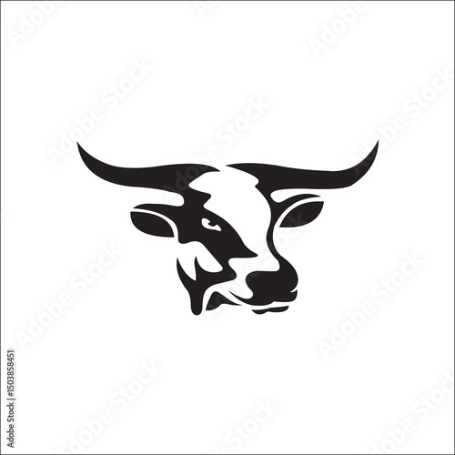 Cow head silhouette vector logo