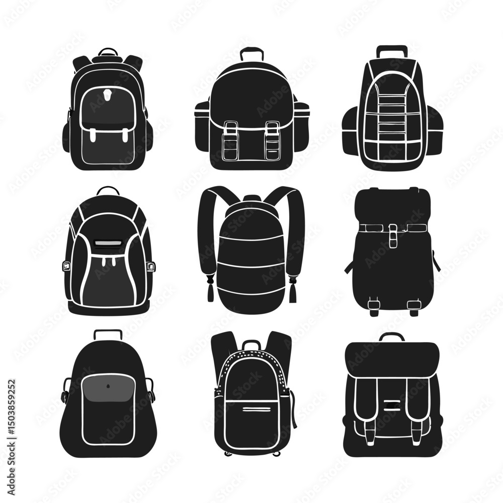 Fototapeta premium Backpacks and Bags Icons
