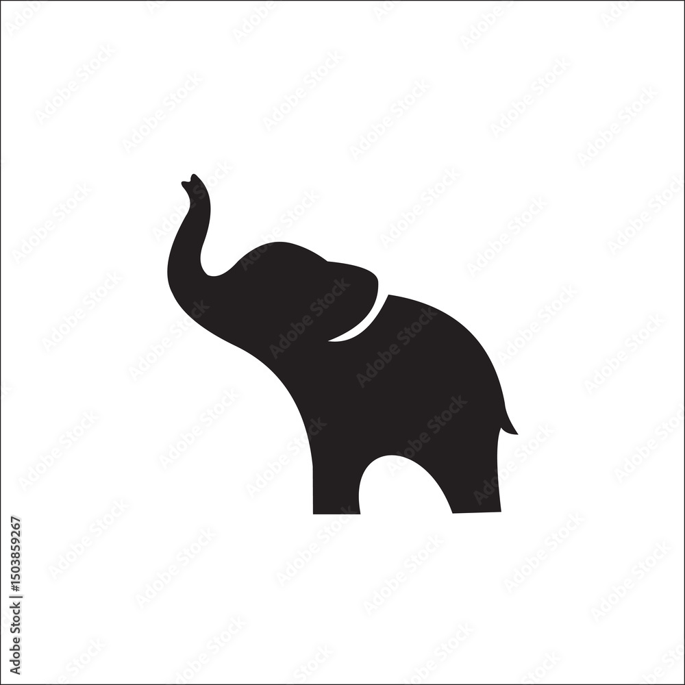 Obraz premium elephant black silhouette isolated on white background