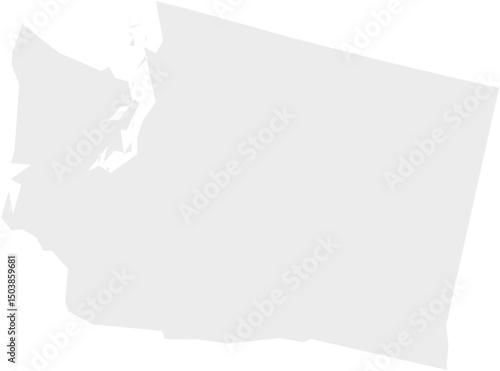 Washington Map Gray Flat Vector Illustration of Washington USA