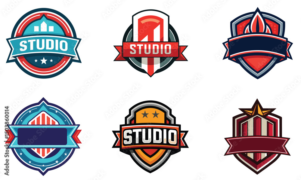 Obraz premium Six Studio Logos Badge Designs Various Styles