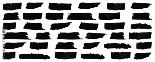  Paintbrush line collection, marker shapes. Abstract brushes. Grunge design elements. Dirty texture banners. Grungy brushes collection. Brush stroke paint boxes on white background.