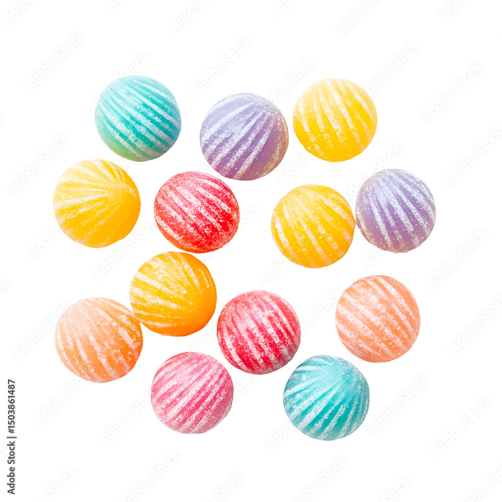 Fototapeta premium Colorful Striped Candy Balls Sweet Treats Delightful Sweets
