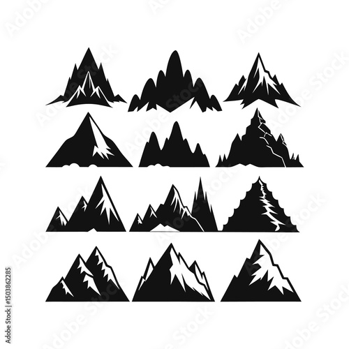 Diverse Mountain Peaks and Landscapes Silhouettes