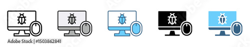 CYBER CRIME icon with multiple style of hacker, spam, email phishing, virus computer, ddos, brute force, trojan
