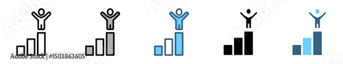 PERSEVERANCE icon with multiple style of goal, focused, confidence, commitment, purposefulness, diligence, dedication, achievement, patience and success
