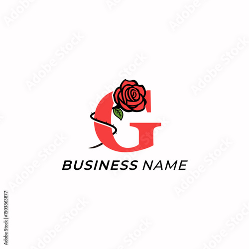 design logo combine letter G and rose