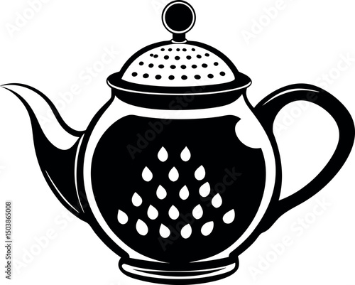Elegant Black and White Teapot Illustration, Perfect for Tea Time vector 