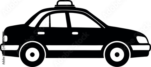 Black and white taxi cab icon perfect for transportation or city themes vector 