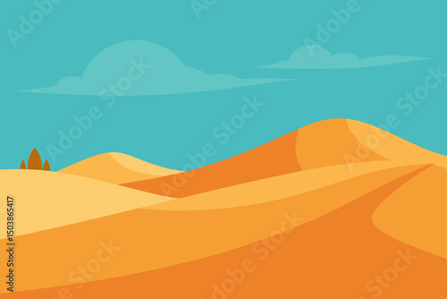 Sunset over the Sahara desert's hot, dry sand dunes, a captivating travel adventure landscape under a vast sky