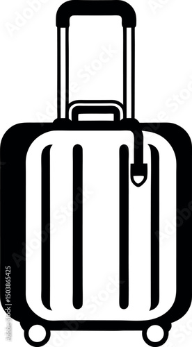 Silhouette of a Rolling Suitcase with Telescopic Handle vector