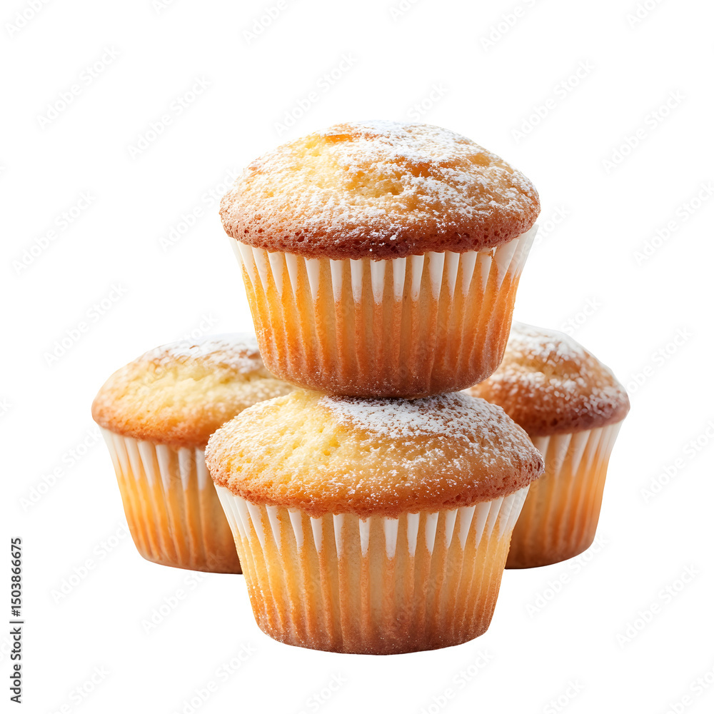 Delicious Golden Brown Muffins Stacked Sweet Treat Powdered Sugar Baking Delicious Golden Brown Muffins Stacked Sweet Treat Powdered Sugar Baking