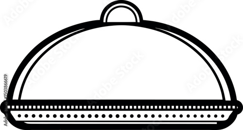 Elegant and simple outline of a serving platter with lid and handle vector silhouette