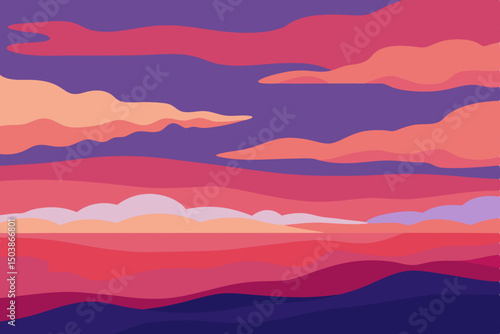 sky painted in brushstrokes of coral and amethyst