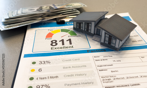 Foto paper house with credit report letters