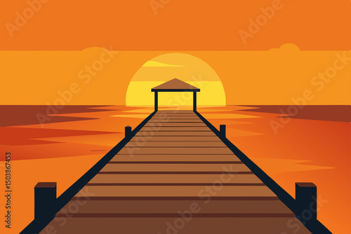 weathered dock bathed in soft golden hour warmth