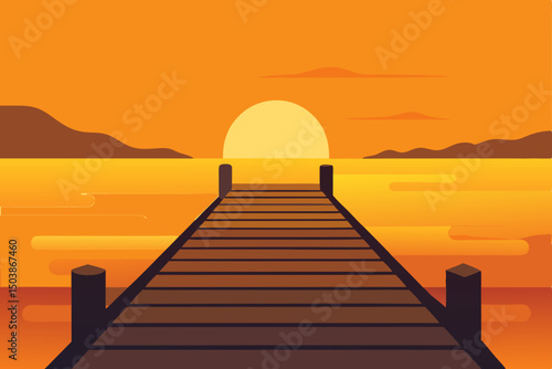 weathered dock bathed in soft golden hour warmth