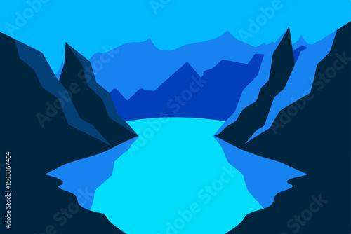 wild cliffs cradling a secret blue lake in shadow 