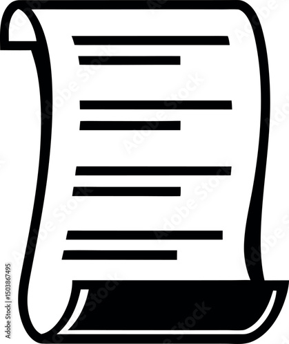 Vintage scroll or document containing important written text in black and white