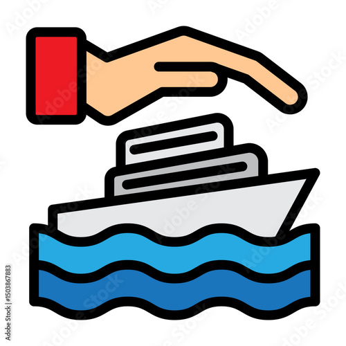 Cruise Insurance Vector Filled Icon Design