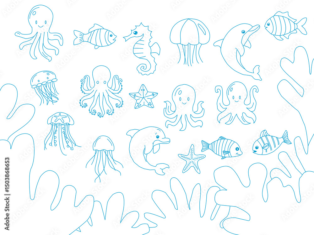 Ταπετσαρία seamless pattern with sea animals