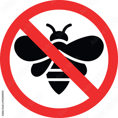 no bee prohibited sign on white background