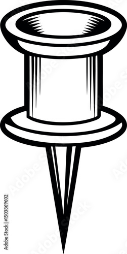 Graphic representation of a black and white thumbtack perfect for design elements vector silhouette