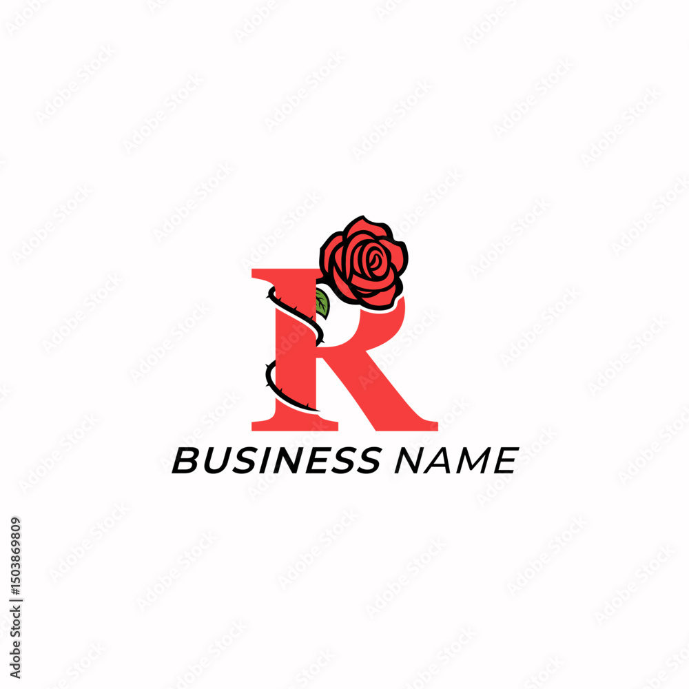 design logo creative letter R and icon rose design logo creative letter R and icon rose