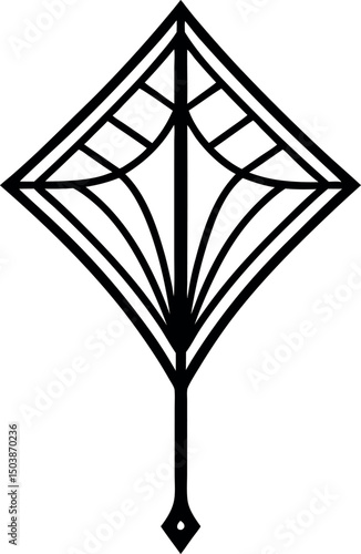 Stylized kite emblem with detailed internal structure and geometric simplicity vector silhouette