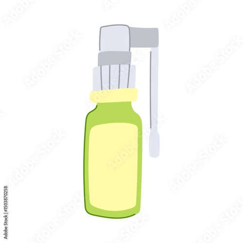antibacterial throat spray bottle cartoon vector illustration