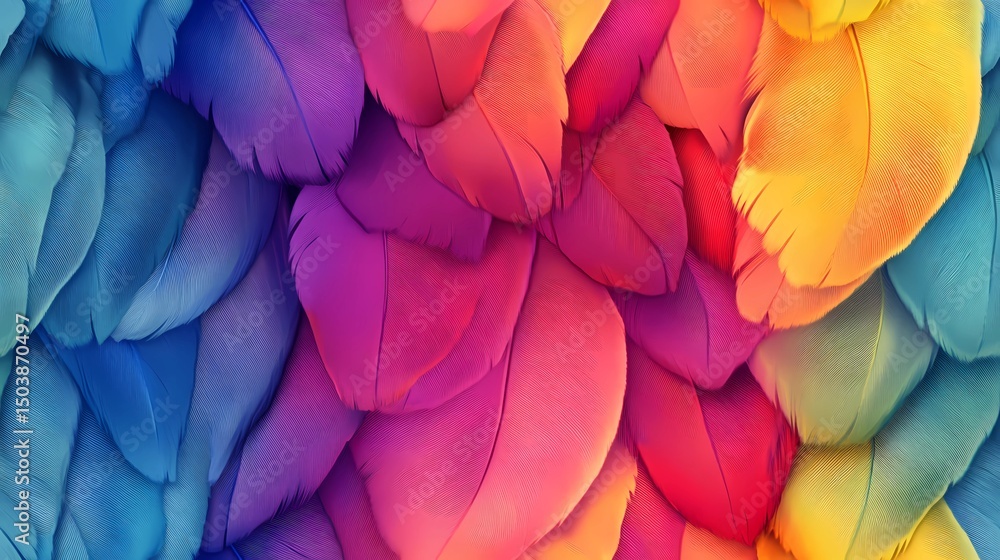 custom made wallpaper toronto digitalTile pattern of vibrant bird feathers, perfect for tropical visuals, animal-themed branding, and nature-inspired compositions.