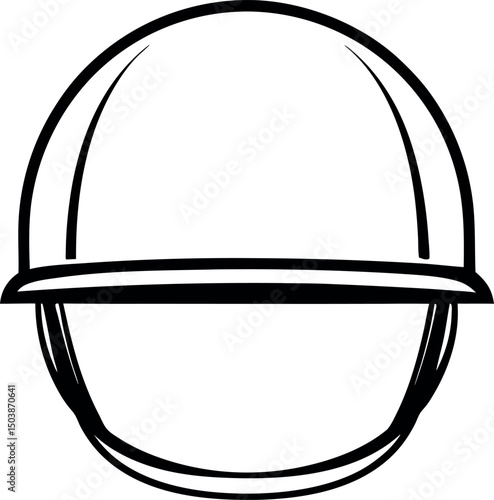 Stylized black and white illustration of a construction worker's safety helmet vector silhouette