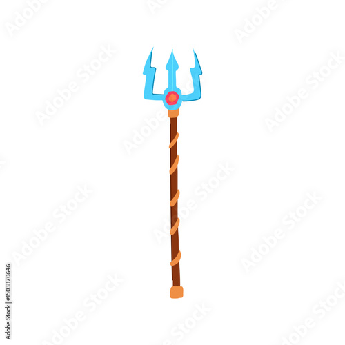 neptune trident magic cartoon vector illustration