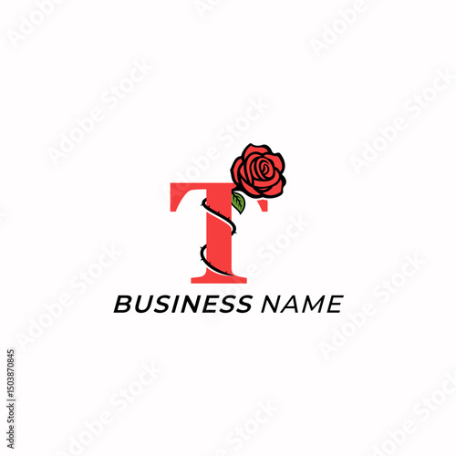 design logo creative icon flower and letter T