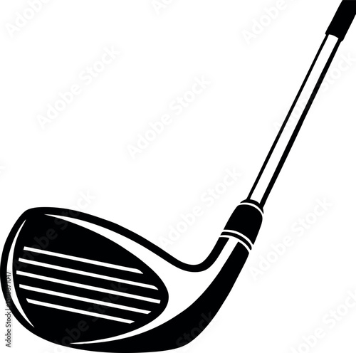 Simple black and white drawing of a golf club icon isolated vector silhouette