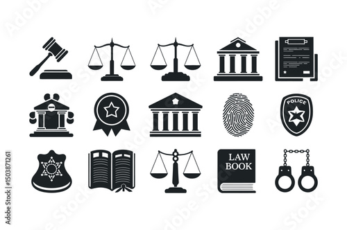 Law Enforcement and Judicial System Icons Set