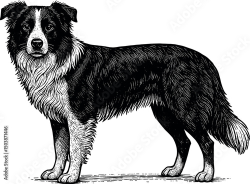 Border Collie vector black silhouette print design