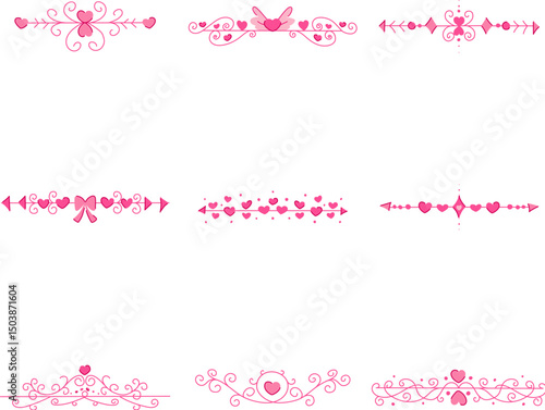wedding border ornament set cartoon vector illustration