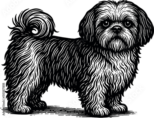 Shih Tzu vector black silhouette print design