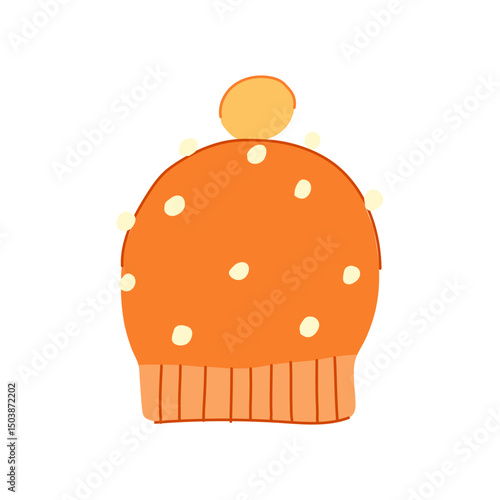 chunky winter hat knit cartoon vector illustration
