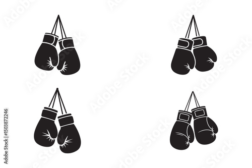 Set of the hanging boxing gloves vector on white background. element for logo, label,emblem,sign, poster. illustration
