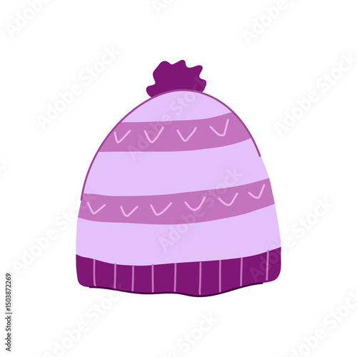 fleece winter hat knit cartoon vector illustration
