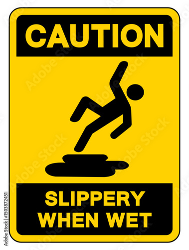 Caution Slippery When Wet Symbol Sign,Vector Illustration, Isolate On White Background Label.EPS10