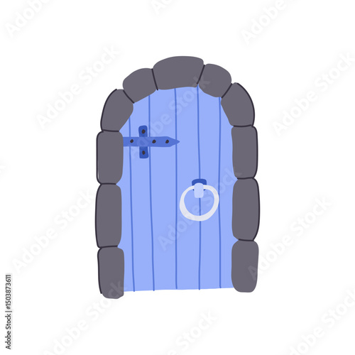 forest wooden door fairy tale house cartoon vector illustration