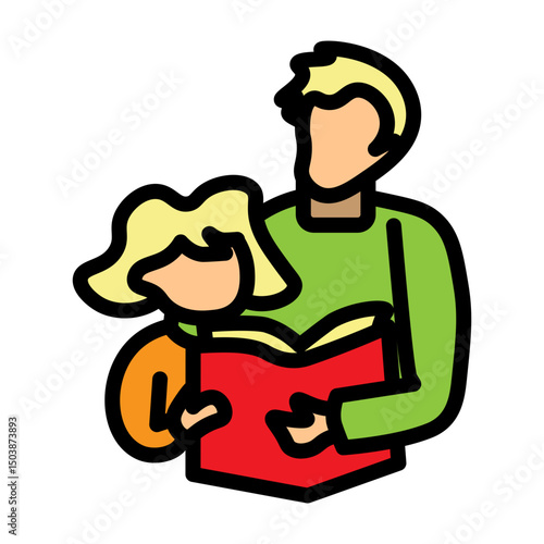 Reading Dad Vector Filled Icon Design