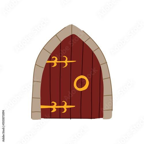 storybook wooden door fairy tale house cartoon vector illustration