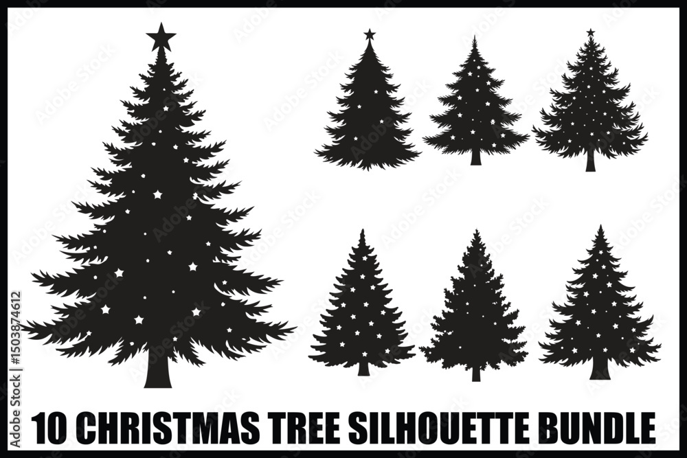 Fototapeta premium Christmas Tree Silhouette Bundle